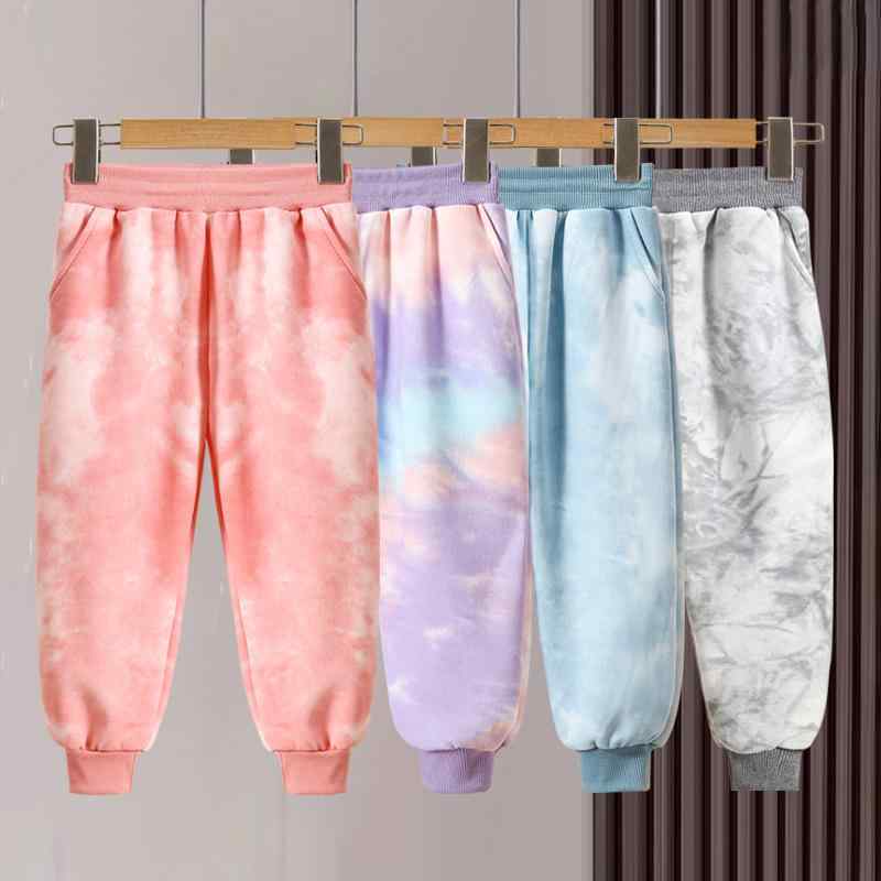 子供用パンツ 春秋 絞り染め スポーツパンツ ボーイズ ガールズ ミディアム &amp; スモール コットン ..