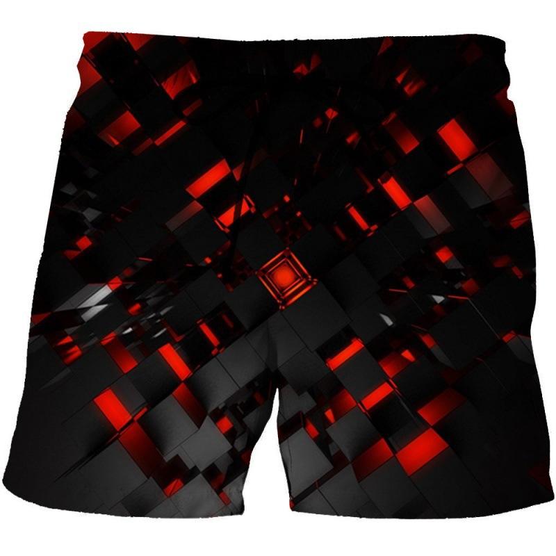 メンズ 水着 海パン ハーフパンツ 3D デジタルプリント 幾何学模様 ストライプ 格子柄 迷彩 花柄 ドッ..