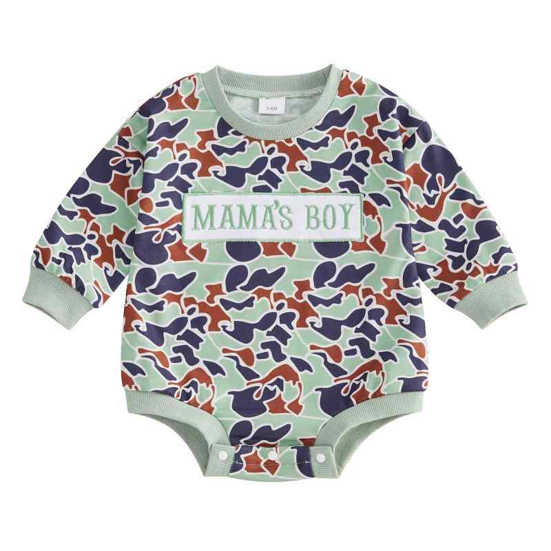 ベビー服 秋冬 迷彩柄 カバーオール 長袖 ロンパース ポリエステル 普段使い 赤ちゃん 乳幼児 男の子