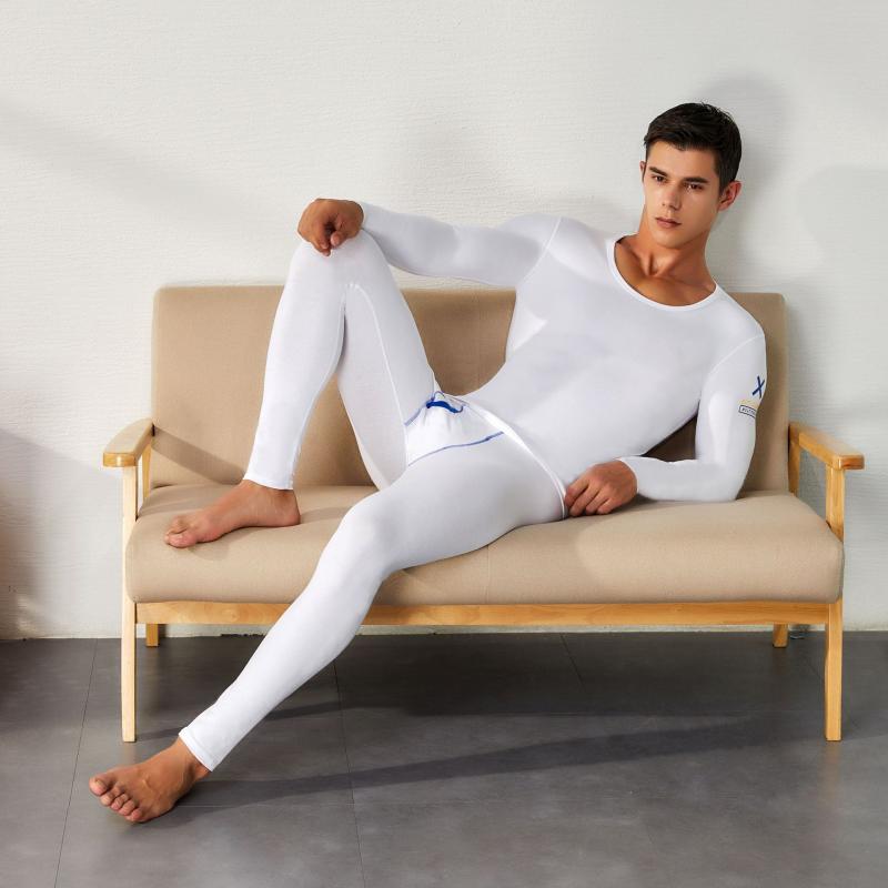 メンズ インナー 上下セット 男性用 肌着 綿 丸首 長袖 Tシャツ ロングタイツ 迷彩柄 あったか 保温 薄手