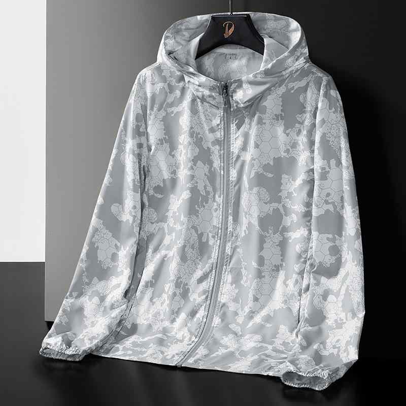 アウター 男性用 迷彩柄 マウンテンパーカー ラッシュガード 防水 UVカット フード付き グレー 浅藍 深藍 釣り 接触冷感 軽量 大きいサイズ