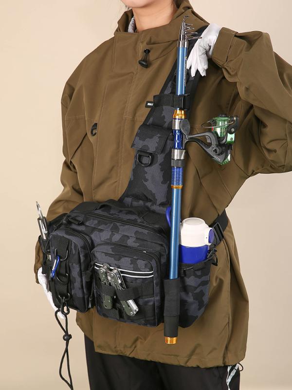 ルアーケース 多機能 釣りバッグ アウトドア ショルダーバッグ 斜めがけ ウエストバッグ 釣り 魚餌 魚線 釣り竿