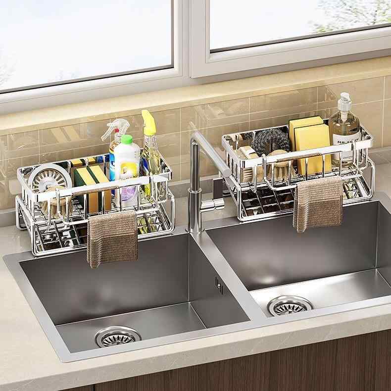 キッチン スポンジラック ステンレス製 洗剤置き 雑巾掛け 台所 スポンジホルダー 多機能 水切りラック