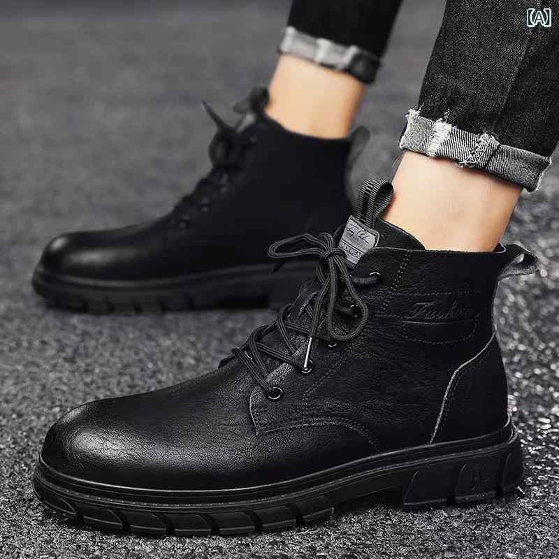 靴 メンズ 男性用 防水 マウンテンブーツ ワークブーツ エンジニアブーツ ショートブーツ レースアップ..