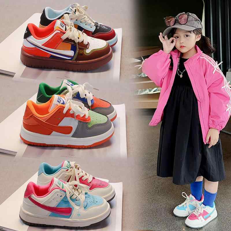 子供用スニーカー ローカット スニーカー キッズ 軽量 運動靴 ファッション カジュアル シューズ 配色 ..