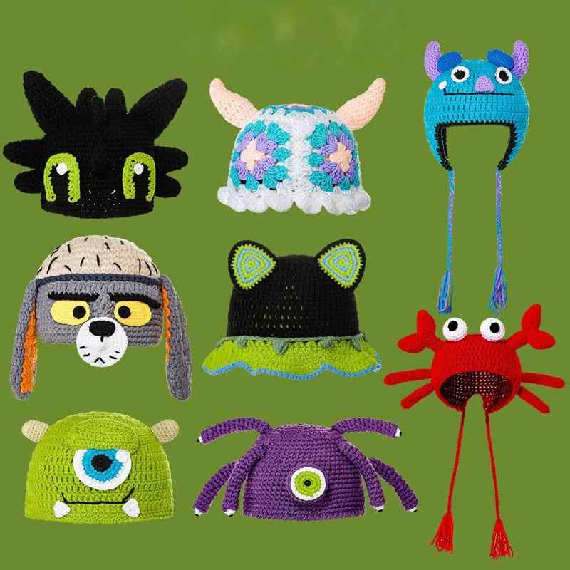 ニット帽 秋冬 かわいい レディース メンズ グリーン カートゥーン 防寒 保温 耳あて付き 毛糸 帽子 レ..