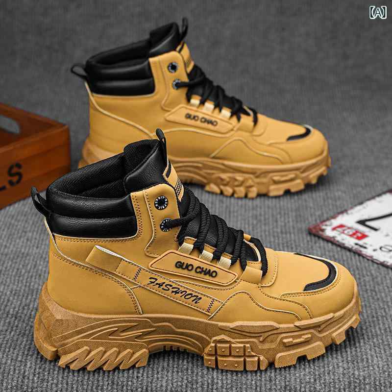 ブーツ 男性用 ワークブーツ メンズ 厚底 滑り止め カジュアル ショートブーツ 紳士靴 身長アップ 通気..