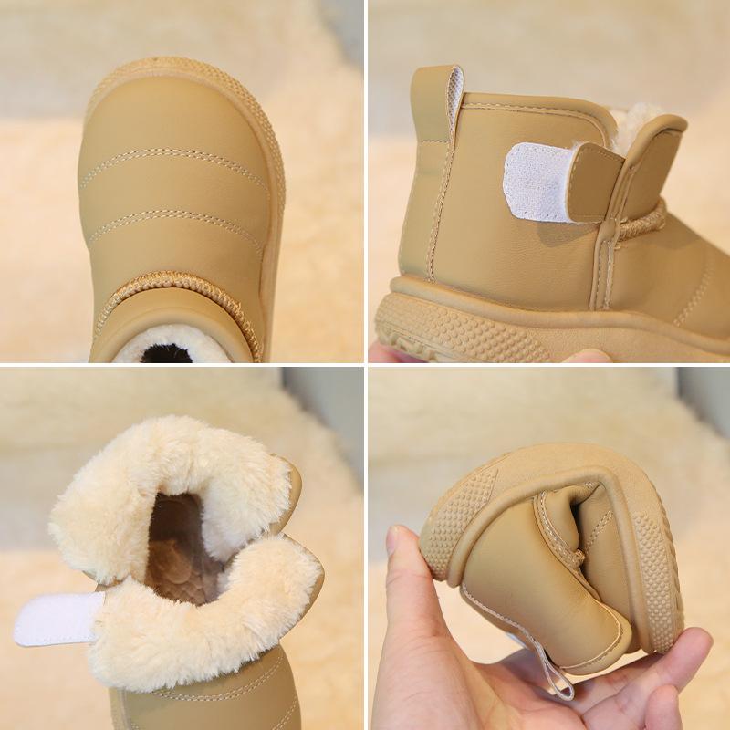 ブーツ キッズ 子供 雪地靴 裏起毛 厚手 ガールズ ボーイズ 防寒 ベビー シューズ 綿靴 ベージュ ブラ..