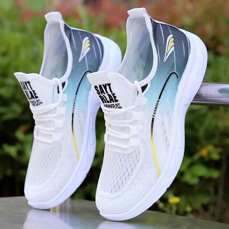 スニーカー メンズ 男性用 接触冷感 メッシュ 通気性 スポーツ 運動靴 スリッポン ローカット 普段使い カジュアル 白 青 赤 黒