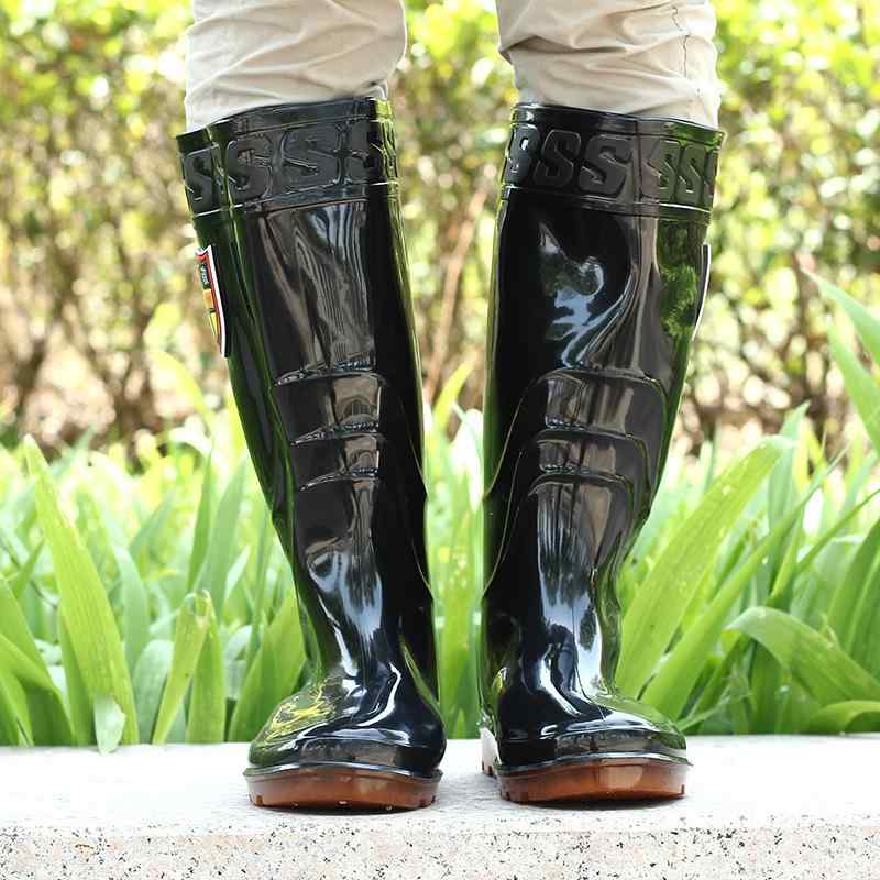 レインブーツ 男性用 防水 長靴 ワークブーツ 滑り止め 耐摩耗 高筒 メンズ 春夏秋冬 黒