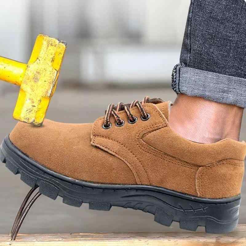 靴 男性用 牛革 作業靴 鋼製先芯 ゴム底 ラウンドトゥ スリップ防止 防臭 衝撃吸収 ワークブーツ 秋冬