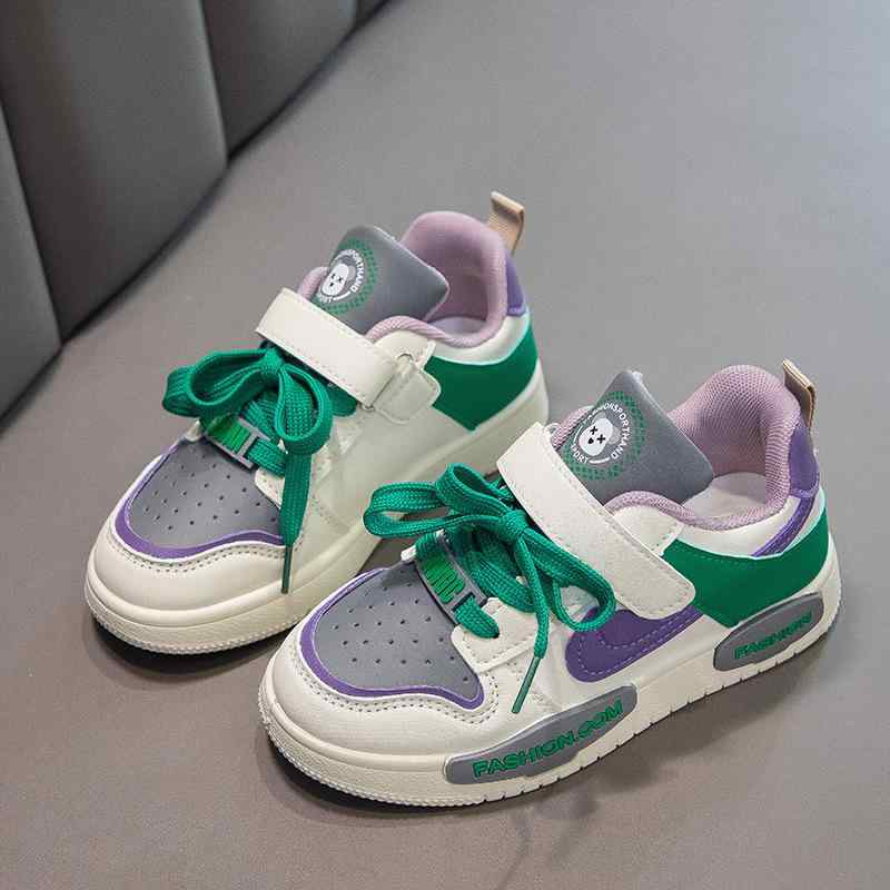 子供靴 スニーカー 纤皮 厚底 面ファスナー ローカット スポーツ 運動靴 ピンク系 紫 軽量 衝撃吸収 滑..