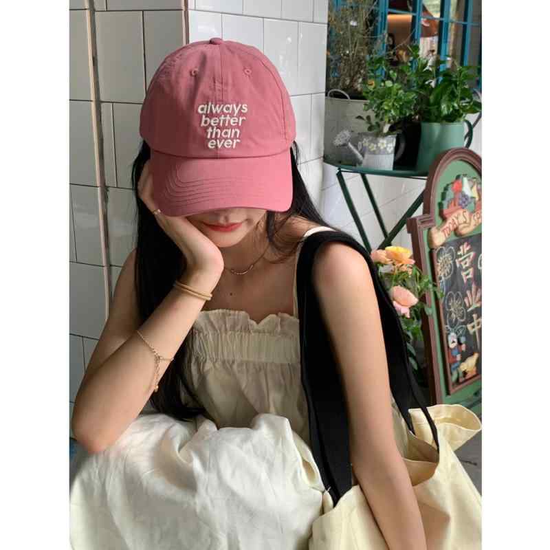 帽子 レディース ベースボールキャップ 梅ピンク 文字刺繡 小顔効果 UVカット 日焼け対策 大頭 かわい..