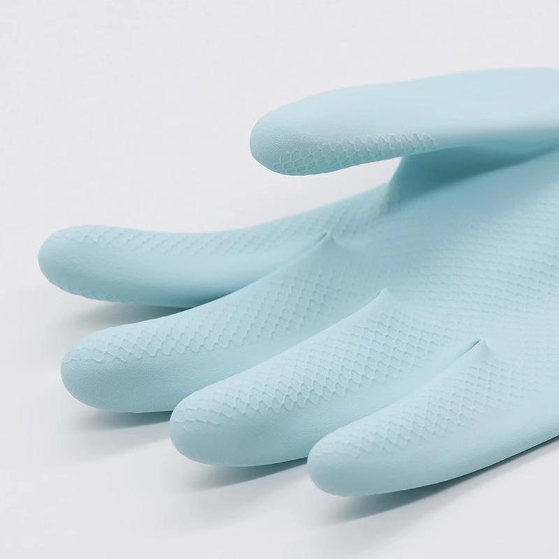 手袋 ゴム手袋 裏起毛 大判サイズ 防油 汚れ防止 滑り止め 防寒 天ブルー