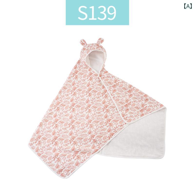 ベビー バスローブ 全綿 纱布 子供 連帽 ポンチョ タオル 水泳 フード付き 浴衣 ビーチタオル 吸水性 ..