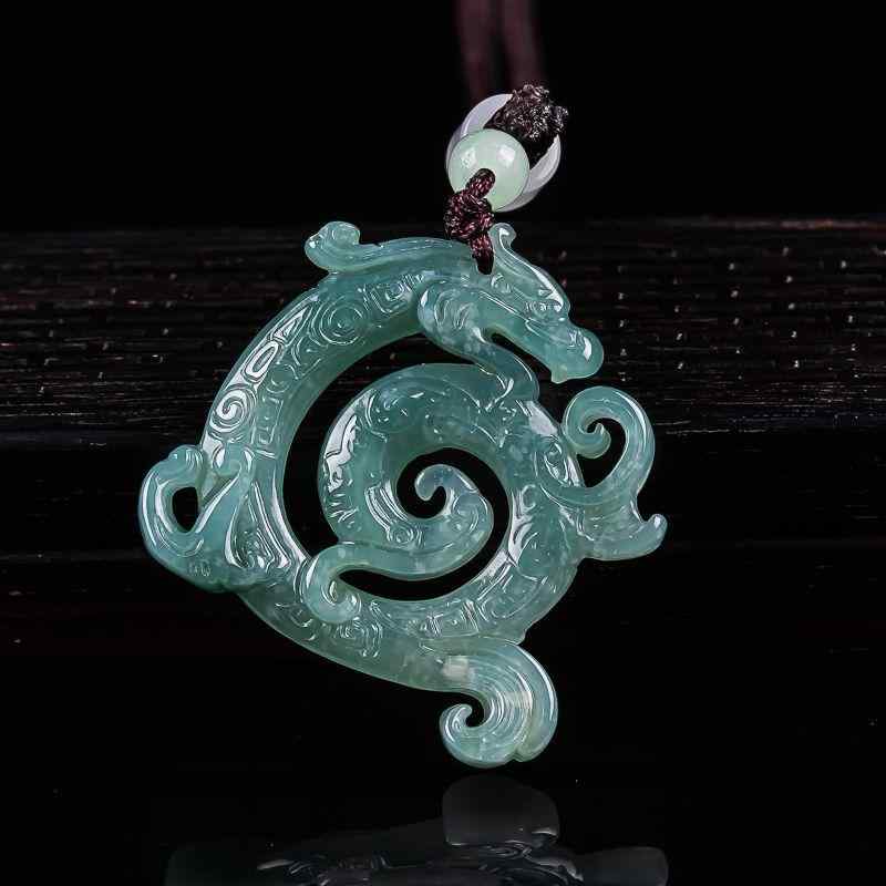 ネックレス メンズ 翡翠 麒麟 如意 ペンダント レディース アイスジェイド ジェイド 縁起物 ラッキーアイテム レトロ