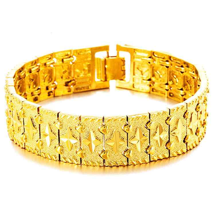 腕時計 メンズ 男性用 ブレスレット ゴールド ゴールド 電気メッキ加工 星形 幅広 真鍮製 記念品 贈り物2