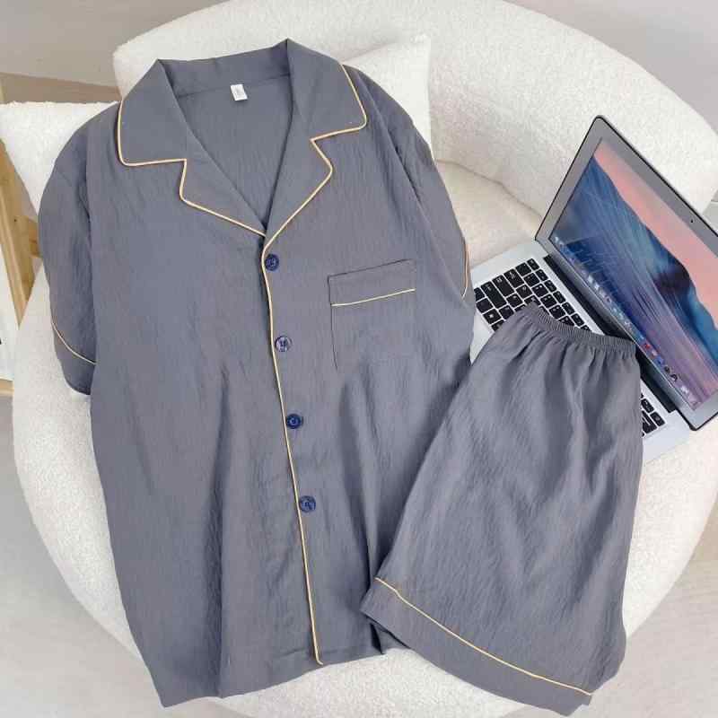 パジャマ メンズ 男性用 半袖 短パン 上下セット 綿 Vネック 薄手 部屋着 ルームウェア 寝間着 シンプ..