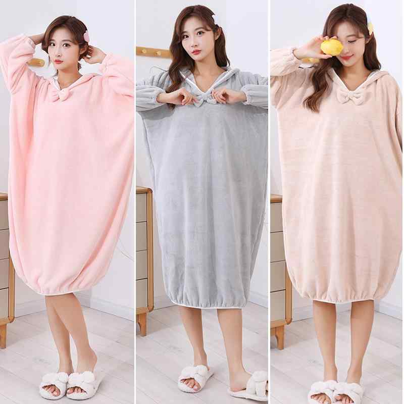 バスローブ レディース 秋冬 厚手 コーラル ベルベット 吸水 速乾 フード付き バスローブ 膝丈 部屋着 ルームウェア パジャマ グレー ..