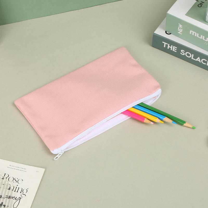 ペンケース レディース キャンバス 無地 ポーチ 化粧ポーチ 小物入れ ファスナー付き コットン 学生