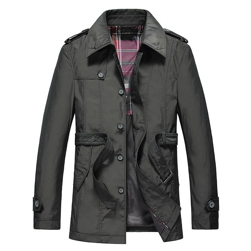 コート メンズ 男性用 スプリングコート 普段使い 40代 50代 60代 アウター ポリエステル 混紡 contamination 深グレー 翻 襟 ウエスト ベルト 付き