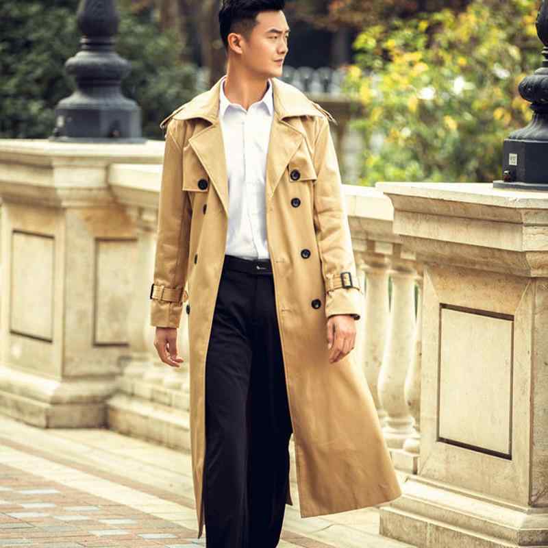 コート メンズ 男性用 スプリングコート ミドル丈 襟付き シングルブレスト ゆったりめ カーキ ブラック