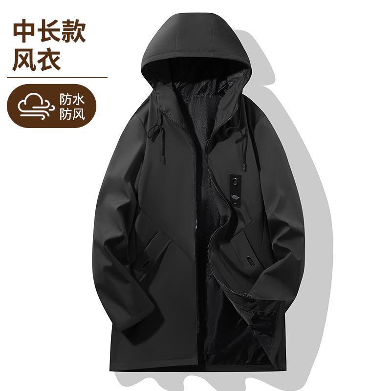 コート メンズ 男性用 防風 撥水 ビジネス カジュアル 立襟 ミドル丈 スプリングコート ライトアウター 多ポケット ブラック ベージュ グレー カーキ M L XL 2XL 3XL 4XL