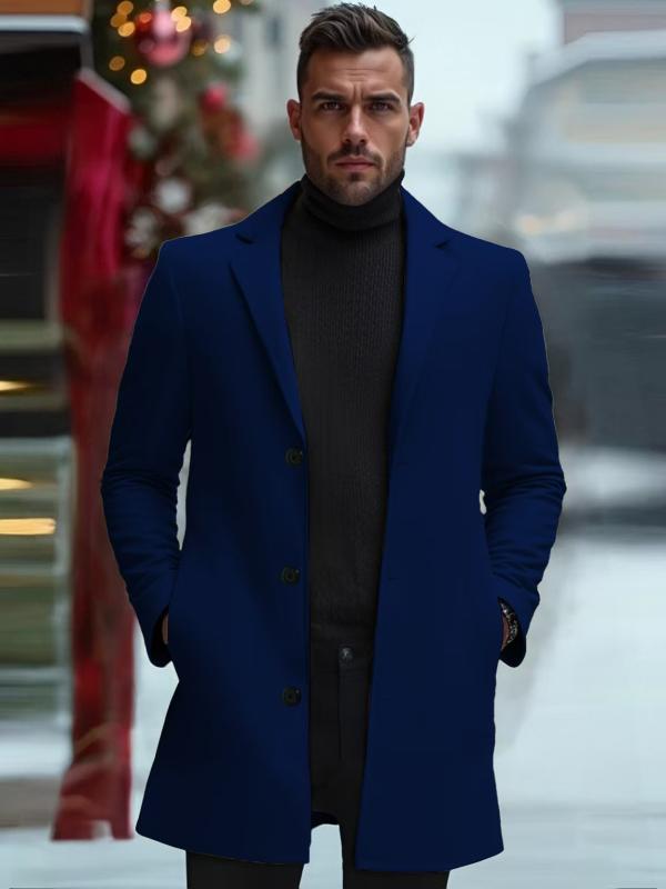 コート 男性用 スプリングコート 秋冬 膝丈 ウールブレンド テーラードカラー ライトグレー ブラック ダークグレー カーキ ダークレッド ネイビー ブラウン XS S M L XL XXL XXXL