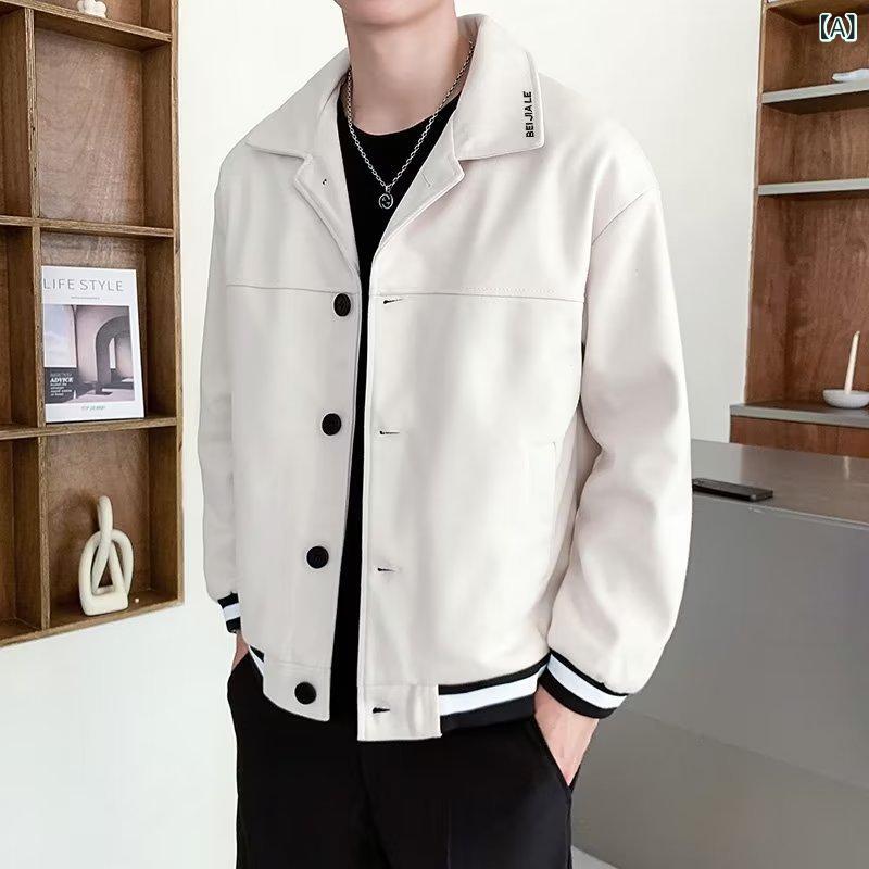ジャケット メンズ 韓国 スリム ショート丈 スプリングコート テーラードジャケット 無地 アウター 男性用 ライトアウター