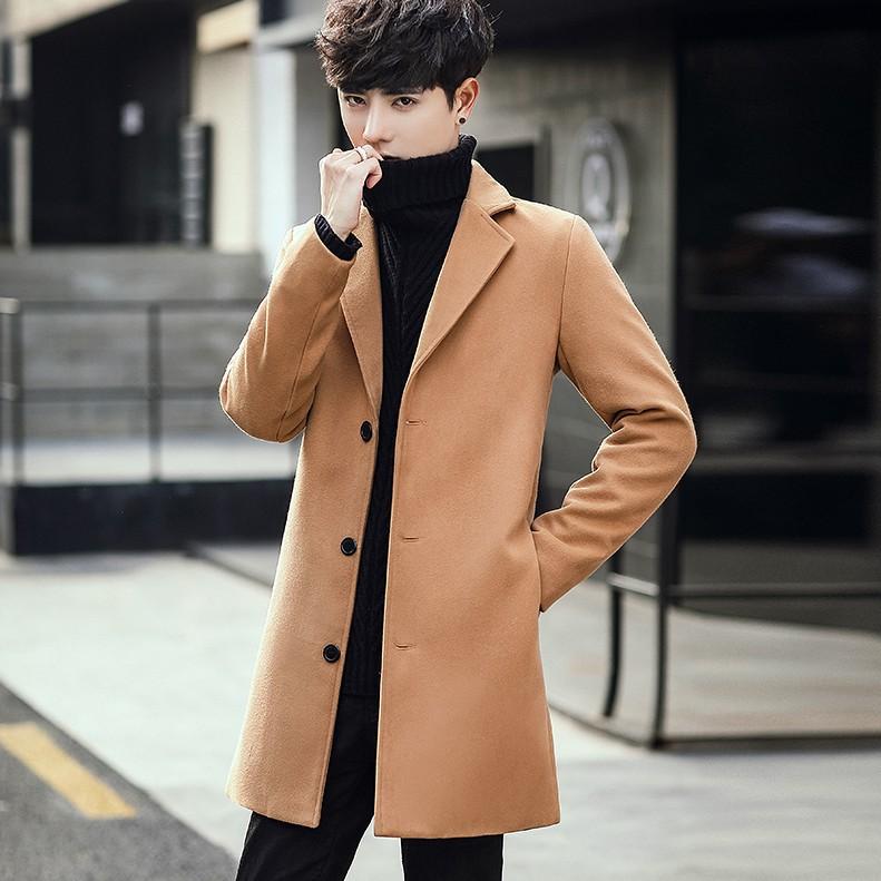 コート メンズ 男性用 スプリングコート 秋冬 ミドル丈 ウール ポリエステル 混紡 無地 スリムフィット テーラードカラー ビジネス カジュアル カーキ ブラック グレー ネイビー ブルー