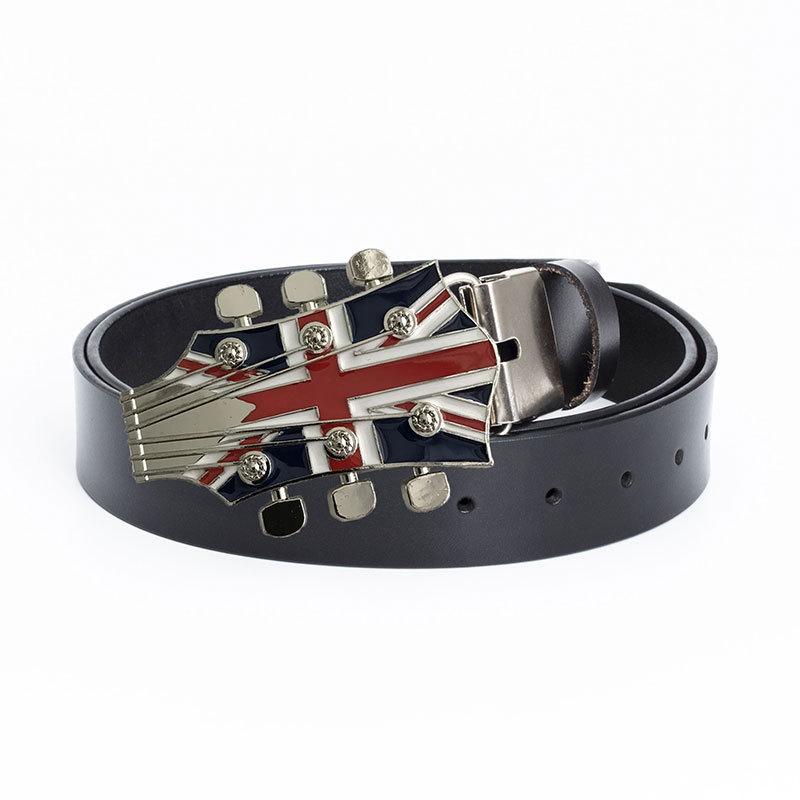 ベルト 男性用 牛革 英国旗 ギター 音楽 個性派 パンク ロック