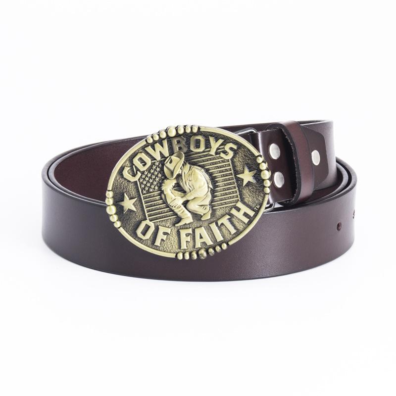 ベルト 男性用 レザーベルト 革 牛革 ウエスタンベルト カウボーイ スムースバックル ストリート アメカジ ブラック 黒 ブラウン 茶色 幅3.8cm