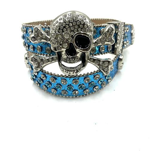 ベルト 男性用 女性用 パンク ロック スタッズ スカル ドクロ 幅広 PUレザー 普段使い ライブ イベント コスプレ ハロウィン 衣装 ブラック レッド ブルー系