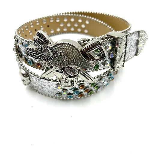 ベルト 男性用 女性用 パンク ロック ストリート ヒップホップ ラインストーン シルバー 合金 PUレザー 普段使い