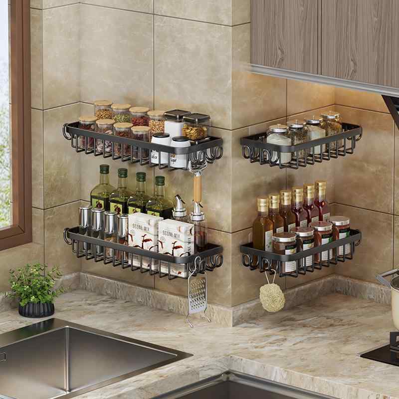 キッチン スポンジラック 壁掛け式 多機能 炭素鋼 防潮 吸壁式 水切り スポンジ置き たわし入れ 布巾掛..