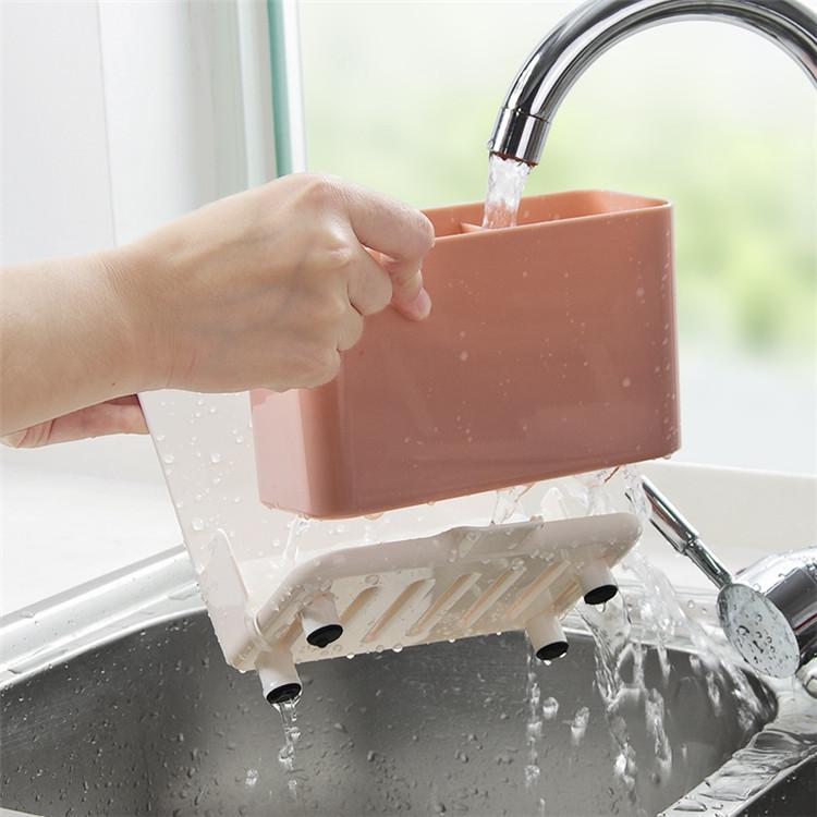 キッチン スポンジ ラック 家庭用 水切り かご 食器 置き 台所 シンク 洗剤 たわし ホルダー 卓上 2段 ..