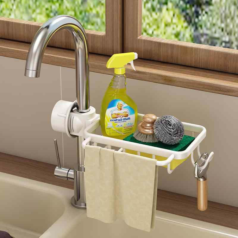 キッチン スポンジラック 水切りラック スポンジ置き 蛇口収納 アルミ製 多用途 防潮 シンク収納 洗剤..