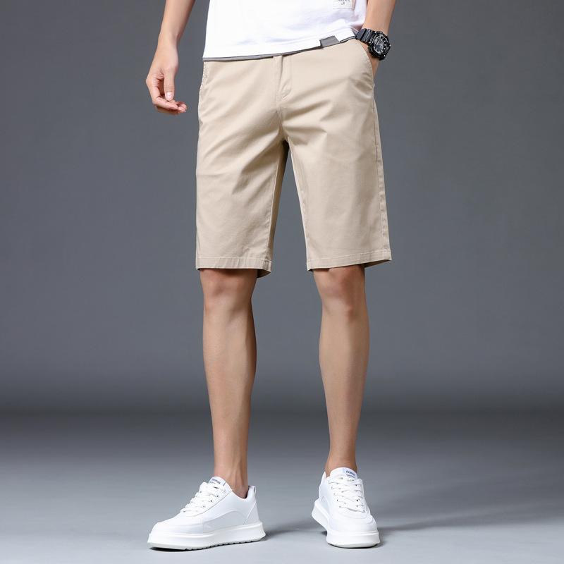 ハーフパンツ メンズ 男性用 コットン 綿 ミドル丈 短パン 5分丈 半ズボン カジュアルパンツ イージーパンツ 薄手 伸縮性 カーキ アッシュグレー ブラック アーミーグリーン ブルー チャコールグレー