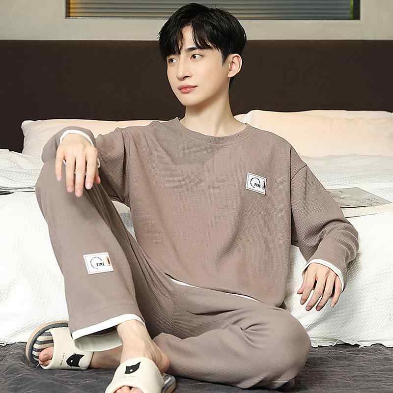 パジャマ メンズ 長袖 綿 上下セット ルームウェア 部屋着 寝巻き 男性用 春秋 薄手 襟付き 長ズボン ..