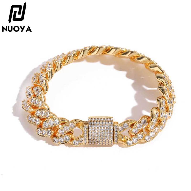 ブレスレット メンズ キューバンチェーン 12mm ジルコニア ヒップホップ ラッキーアイテム 手飾り ジュエリー 男性用(4.0)