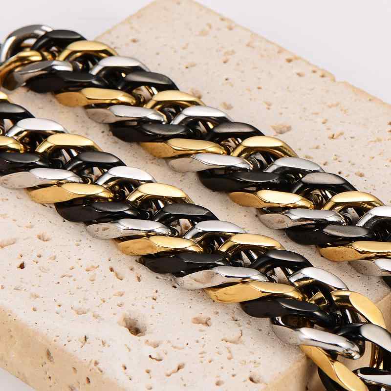 アクセサリー メンズ 男性用 ネックレス ブレスレット ステンレス 韓国 レトロ ミックスカラー 電気メ..