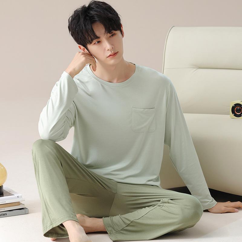 パジャマ メンズ 男性用 モダールコットン 長袖 ルームウェア 上下セット 春秋 部屋着 寝巻き 大きいサ..