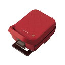 【中古】recolte レコルト プレスサンドメーカー プラッド ホットサンドメーカー 2枚 耳まで焼ける トースター 簡単操作 マットレッド RPS-2(R)