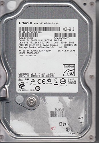 【中古】HCS5C1050CLA382 PN 0F11010 MLC JPC39G Hitachi 500GB SATA 3.5 ハードドライブ