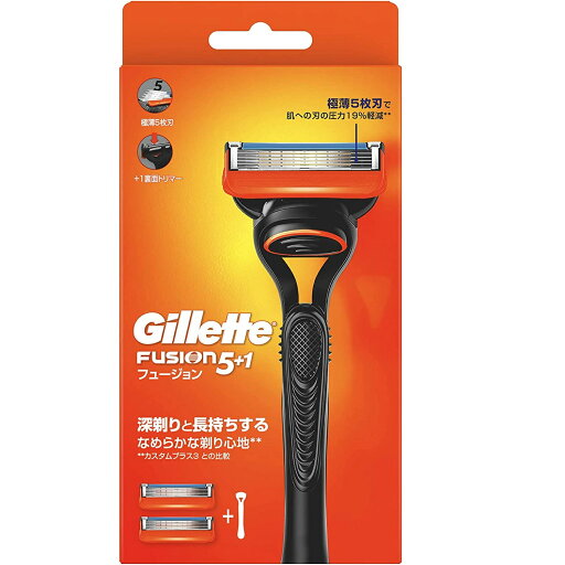 Gillette フュージョン カミソリ 本体 1コ 替刃 2コ付 うち1コは本体に装着済 Gillette フュージョン カミソリ 本体 1コ 替刃 2コ付 うち1コは本体に装着済