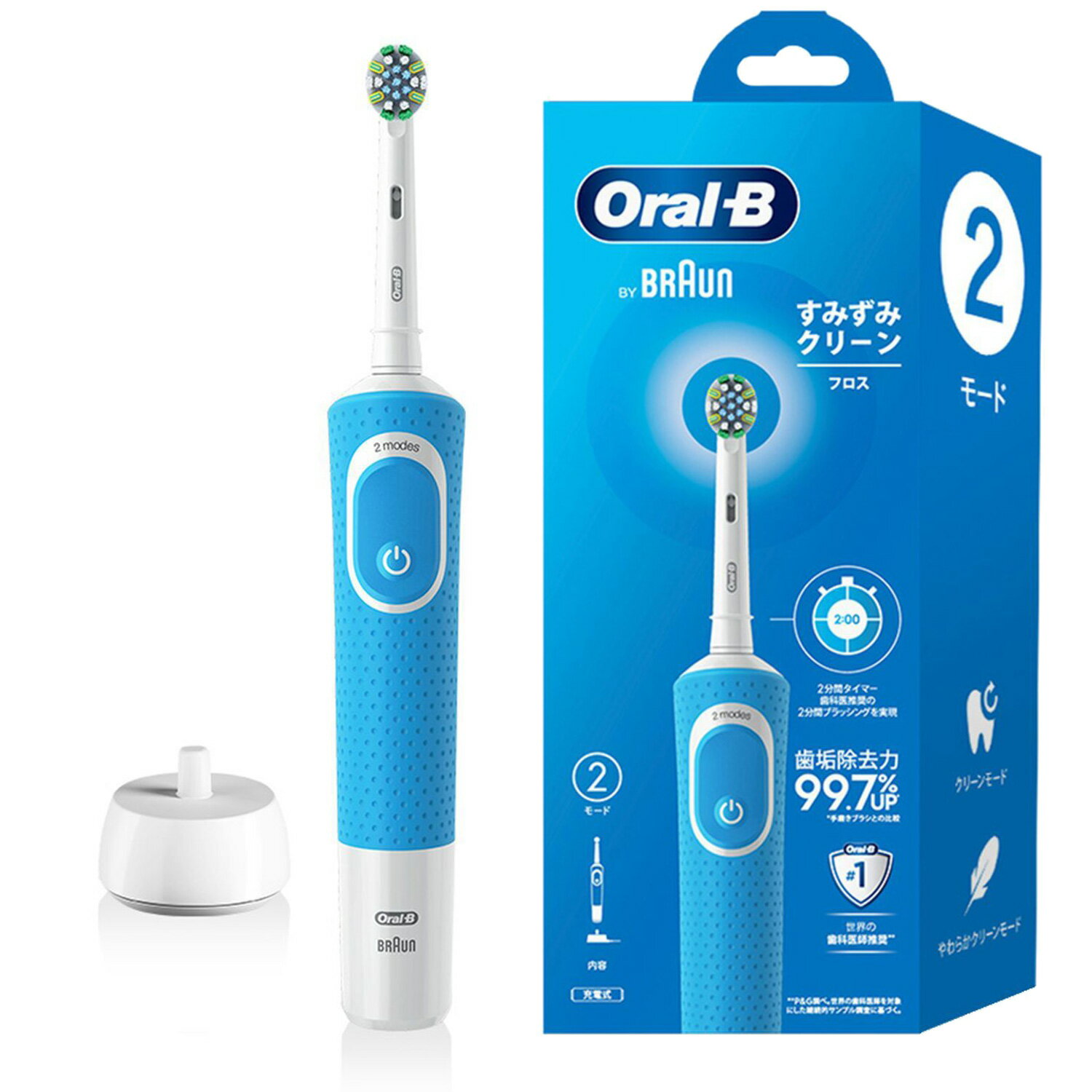 ブラウン Oral-B（オーラルB）電動歯ブラシ（本体セット）D100 すみずみクリーン フロス ブルー