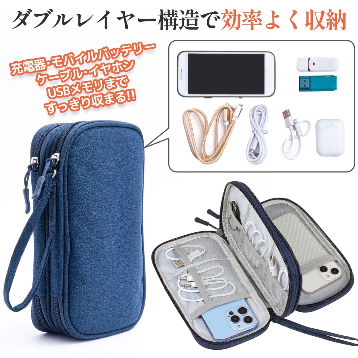 sakurawing ガジェットポーチ ガジェットケース 小物入れ 保管バッグ PC周辺小物入れ 収納 整理整頓 持ち運び 水濡れ防止 旅行 出張 toy-god-10018821 おもちゃの神様 サンプル画像3