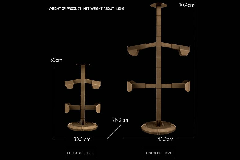 玩基貿易のWOSPORT 12段階 装備一式 ディスプレイ スタンド BK｜アングル2