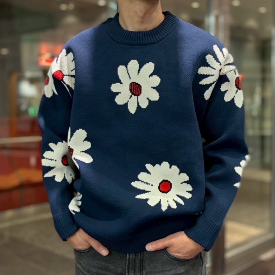 【 存在感抜群 フラワージャガードで差をつける / 2カラー・2サイズ 】 ニットプルオーバー レディース ジャガードニット 生地 総柄 花柄 ニット ニット生...