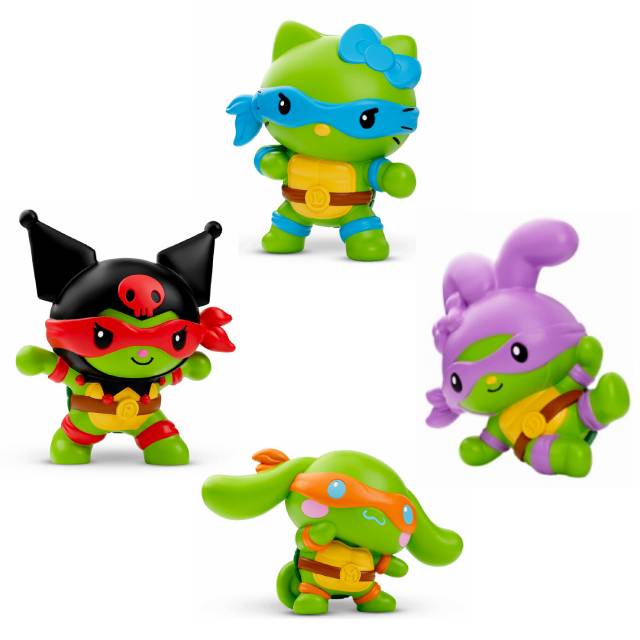 ティーンエイジ・ミュータント・ニンジャ・タートルズ x サンリオ ハローキティ・アンド・フレンズ USマクドナルド限定 ミールトイ ミニフィギュア 4体セット (ハローキティ & シナモロール & クロミ & マイメロディ) TMNT SANRIO HELLO KITTY AND FRIENDS USA McDonald